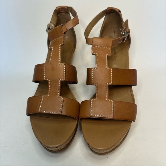 Franco Sarto Women's Wedge Sandals Falco Size 8.5 Cork Platfrom Gladiator Cognac - Picture 3 of 14